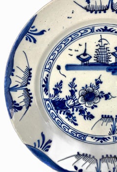 Large 18th Century Blue and White English Delft Plate Circa 1760