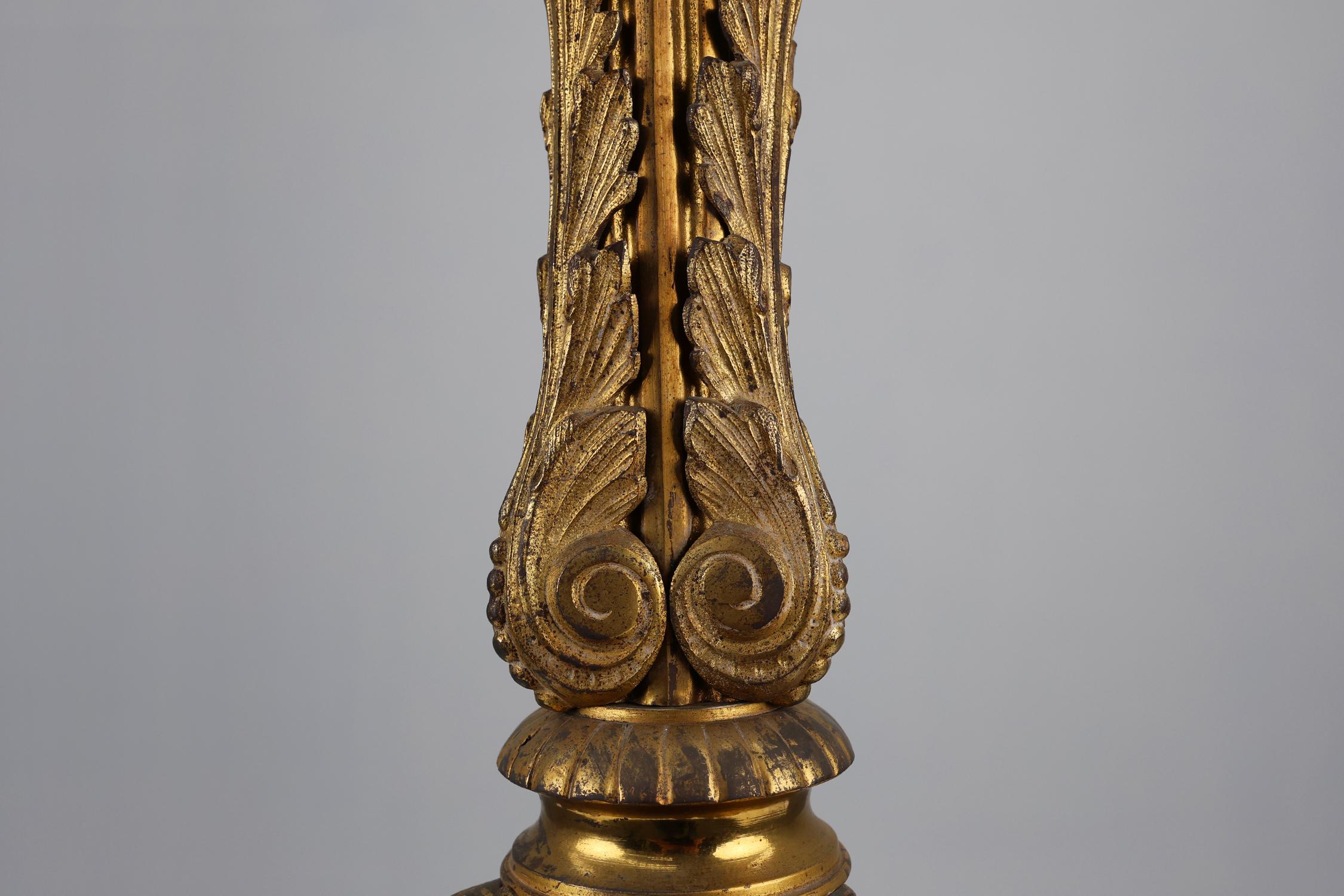 Large 18th century bronze and copper church candle holder, France For Sale 3