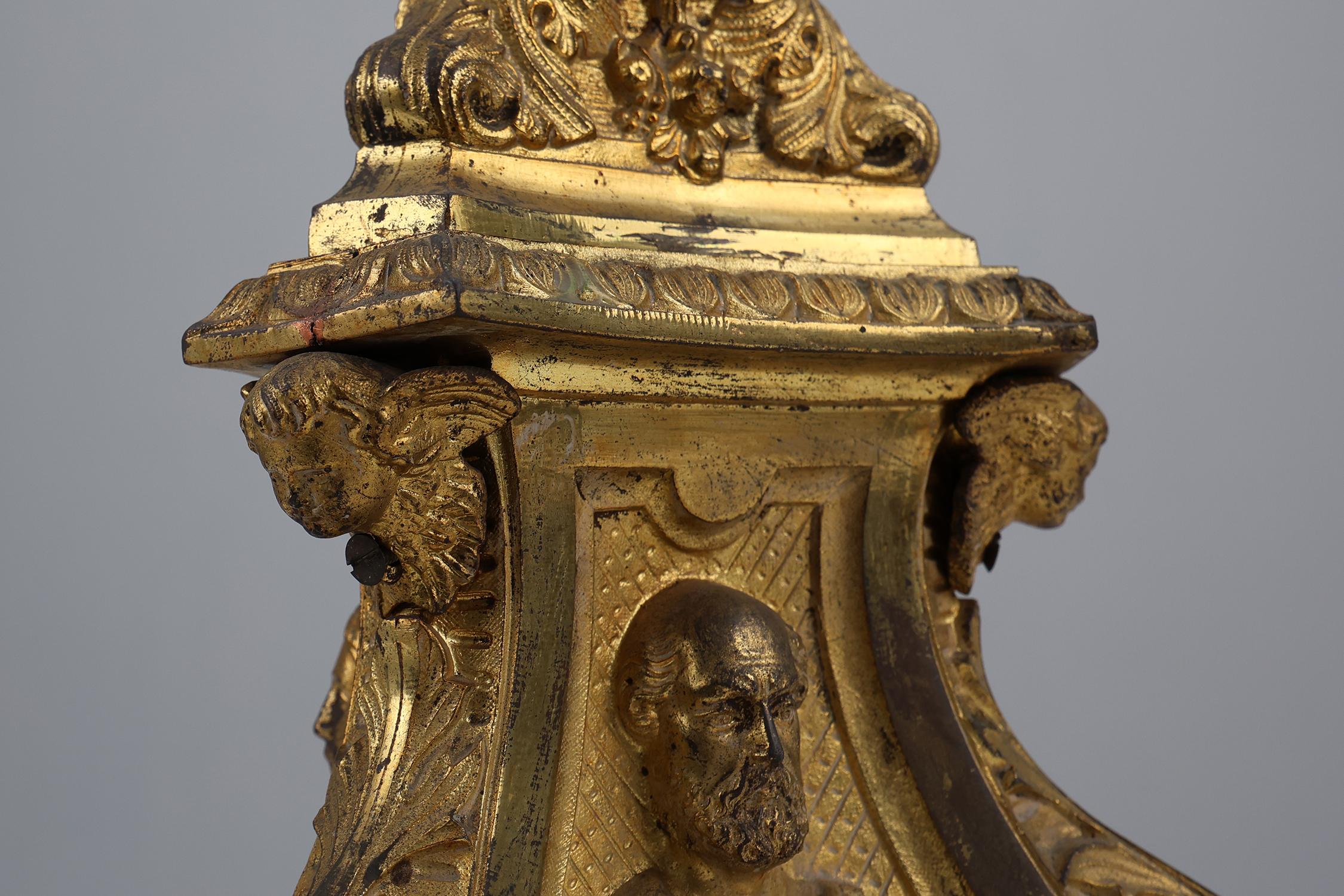 Large 18th century bronze and copper church candle holder, France For Sale 4