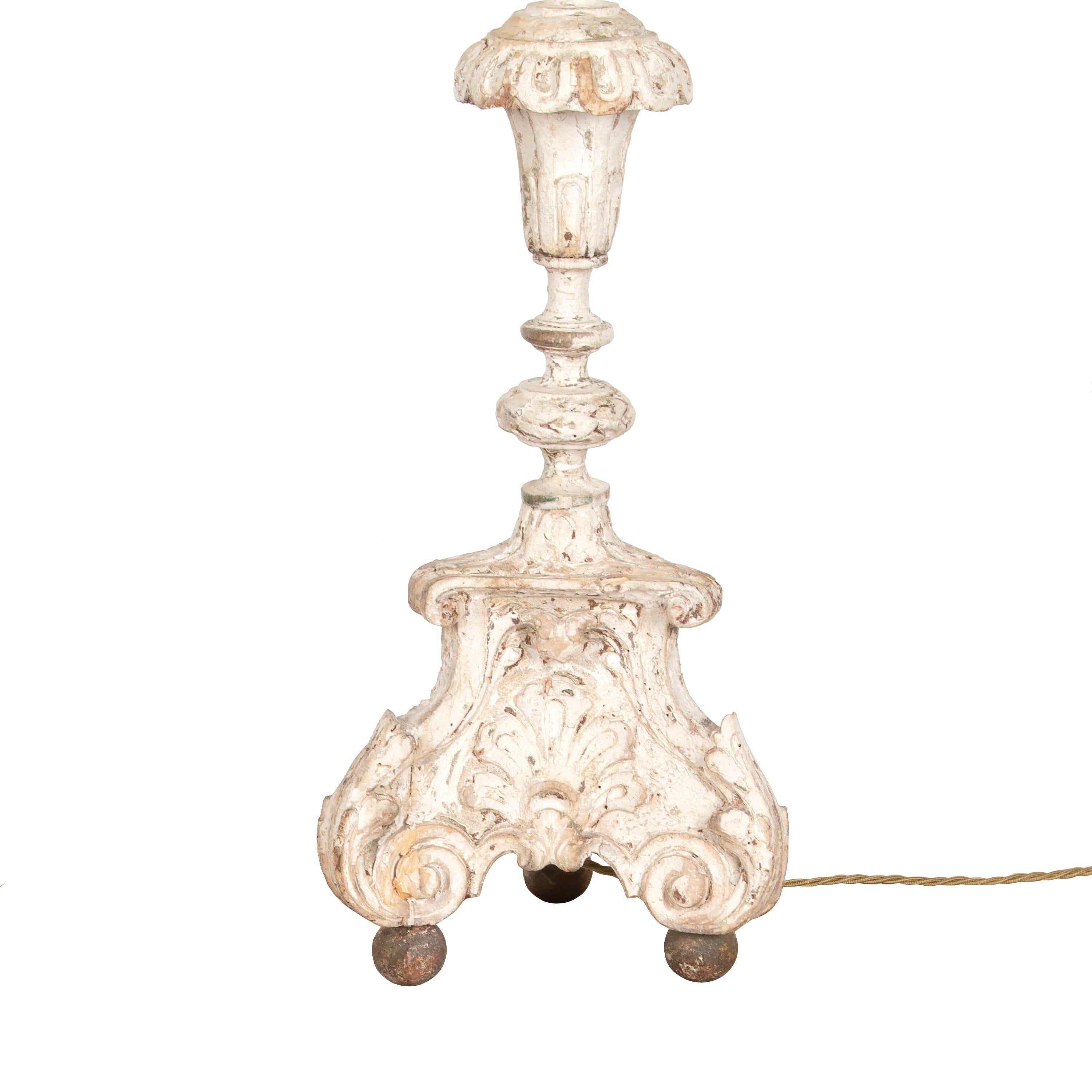 Belgian Large 18th Century Candlestick Lamp