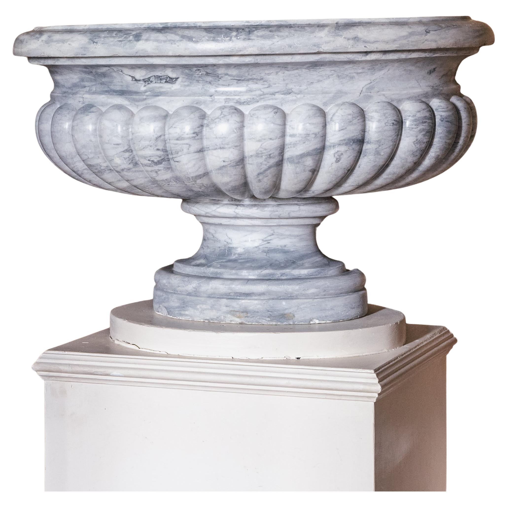 Large 18th Century Carved Bardiglio Marble Wine Cooler For Sale