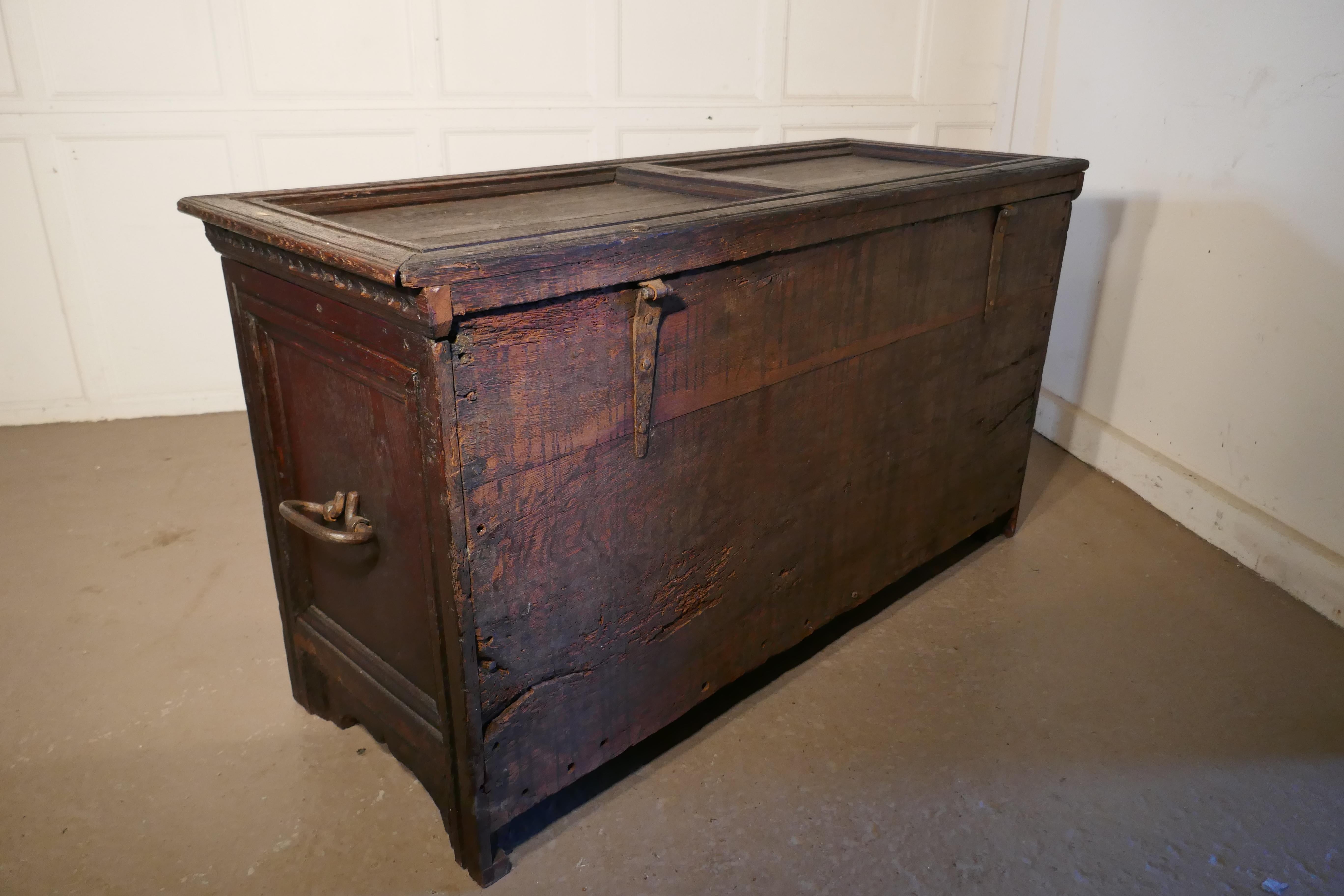 Large 18th Century Carved Oak Cassone, Marriage Chest or Carved Coffer 2