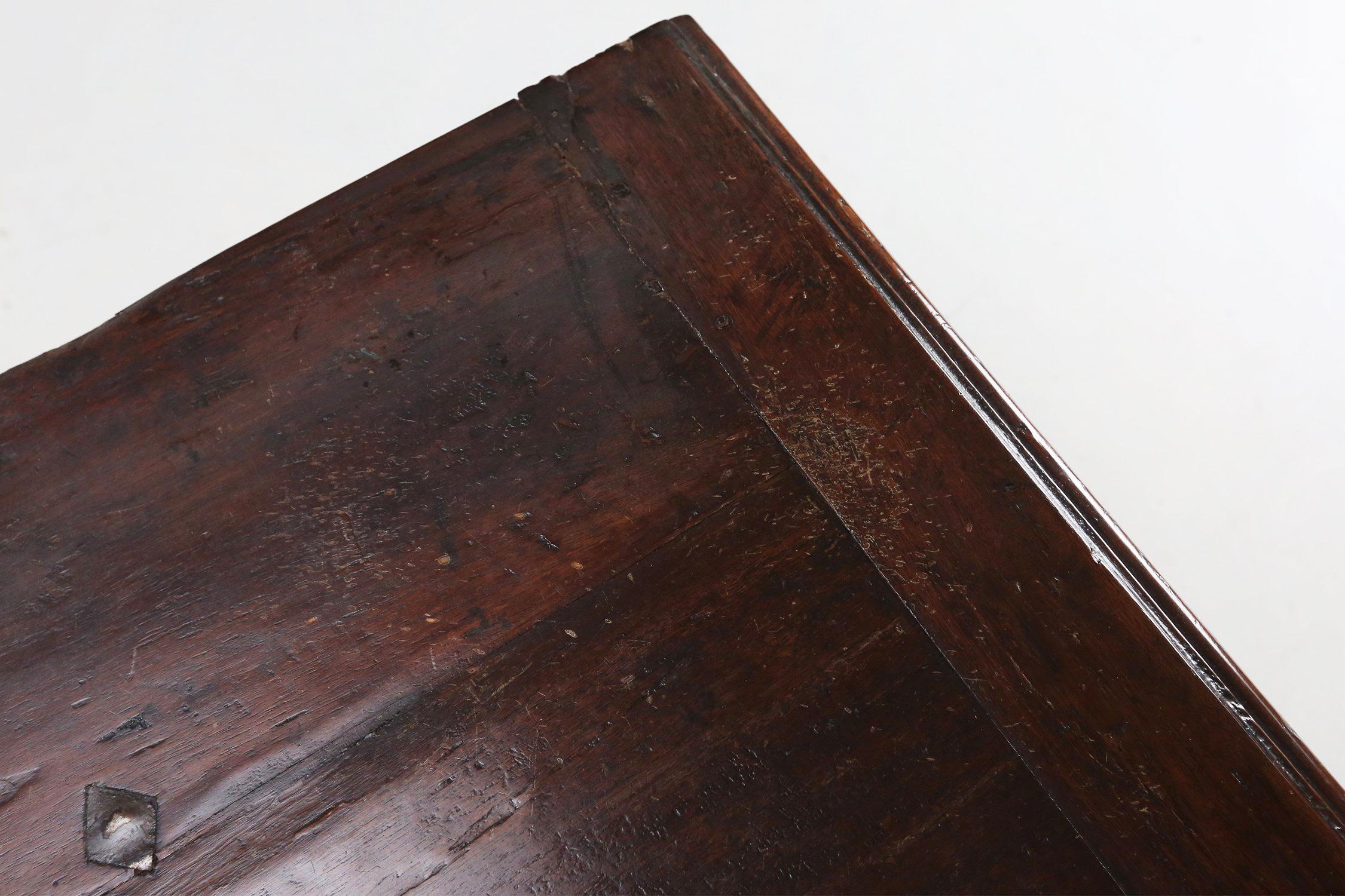 Large 18th Century carved oak chest linen trunk, France 9