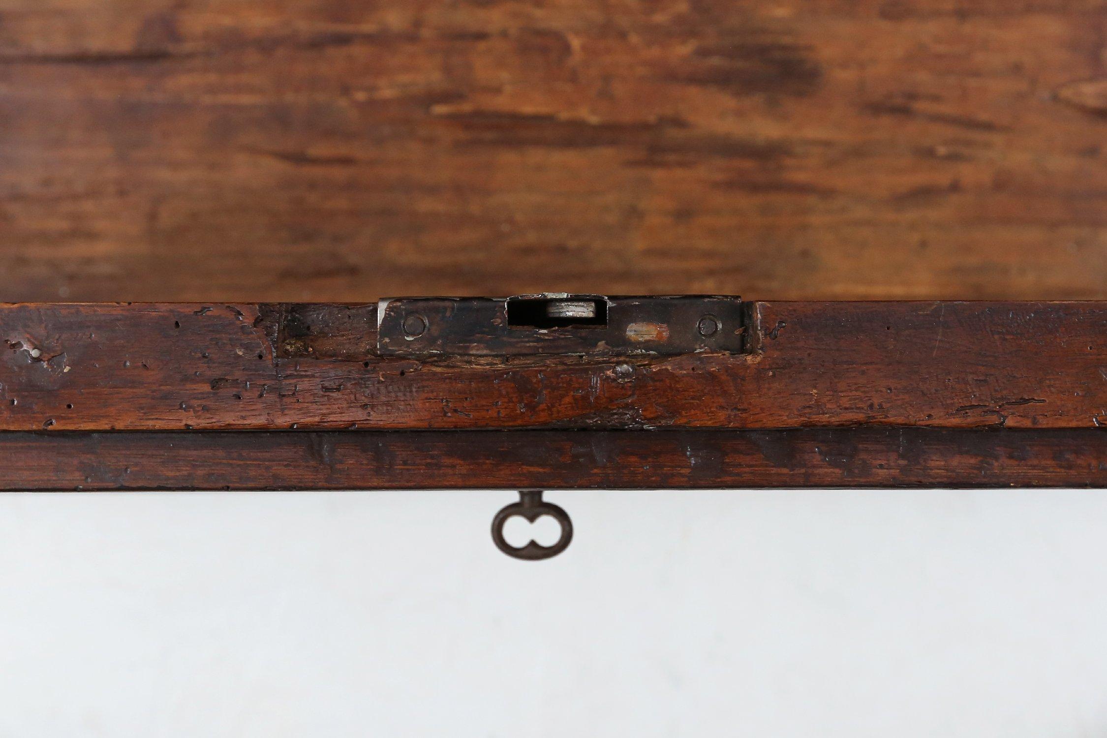 Large 18th Century carved oak chest linen trunk, France 14