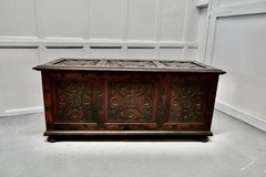 Large 18th Century Carved Oak Coffer