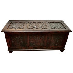 Large 18th Century Carved Oak Coffer