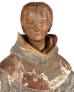 Large 18th Century Carved Polychrome Santos
