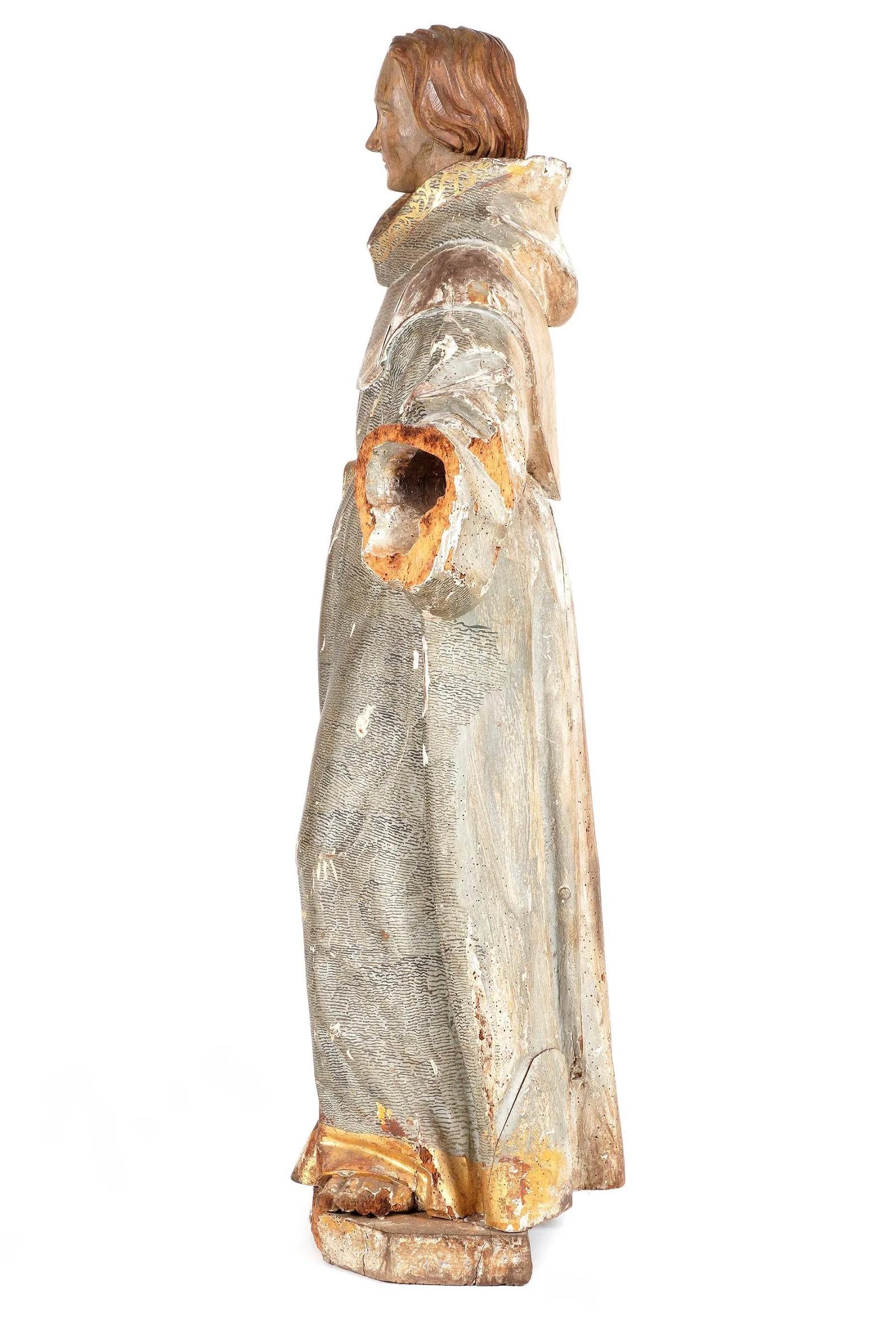 Baroque Large 18th Century Carved Polychrome Santos