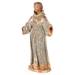 Large 18th Century Carved Polychrome Santos