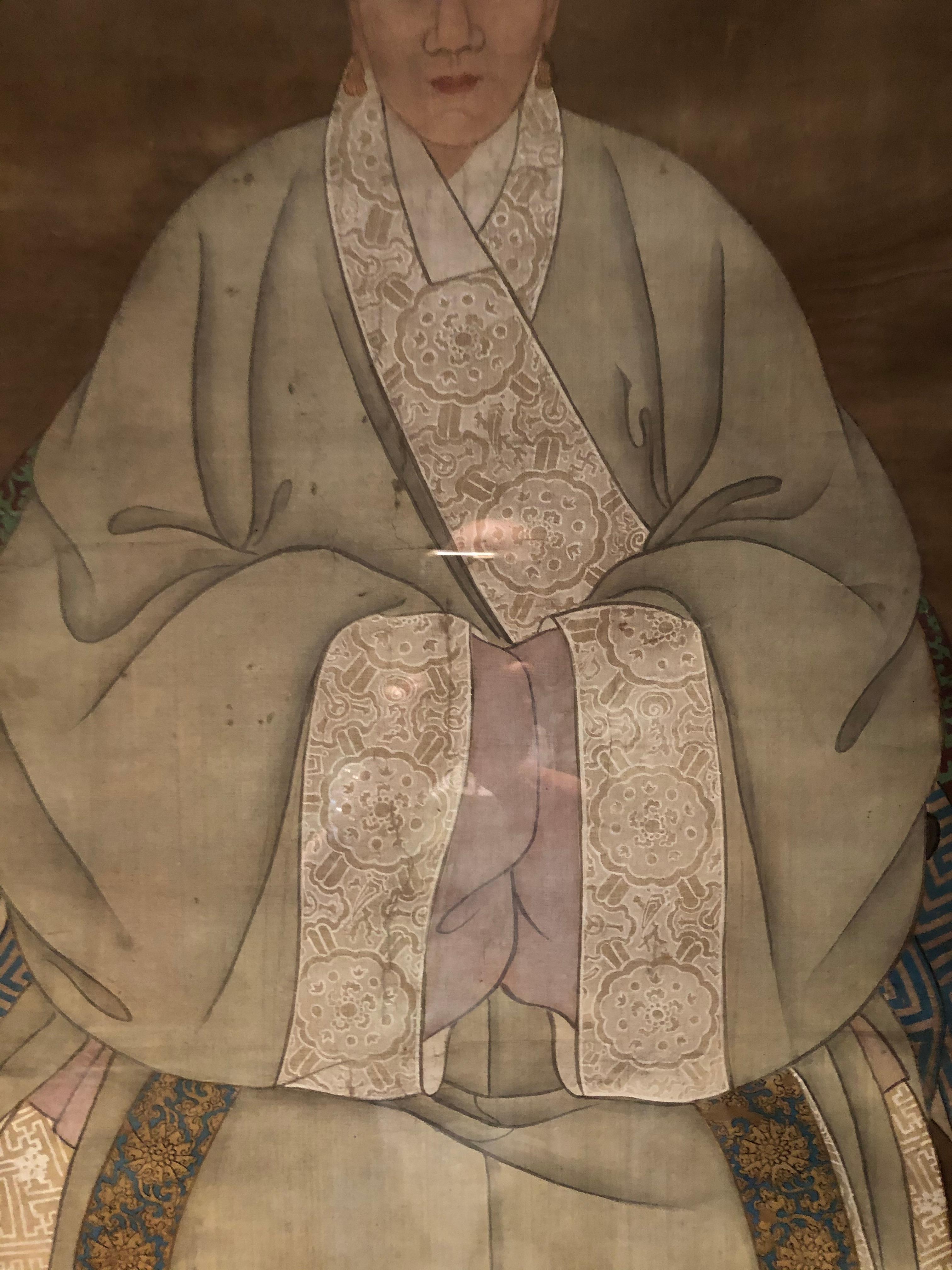 Chinese Export Large 18th Century Chinese Ancestral Painting on Silk