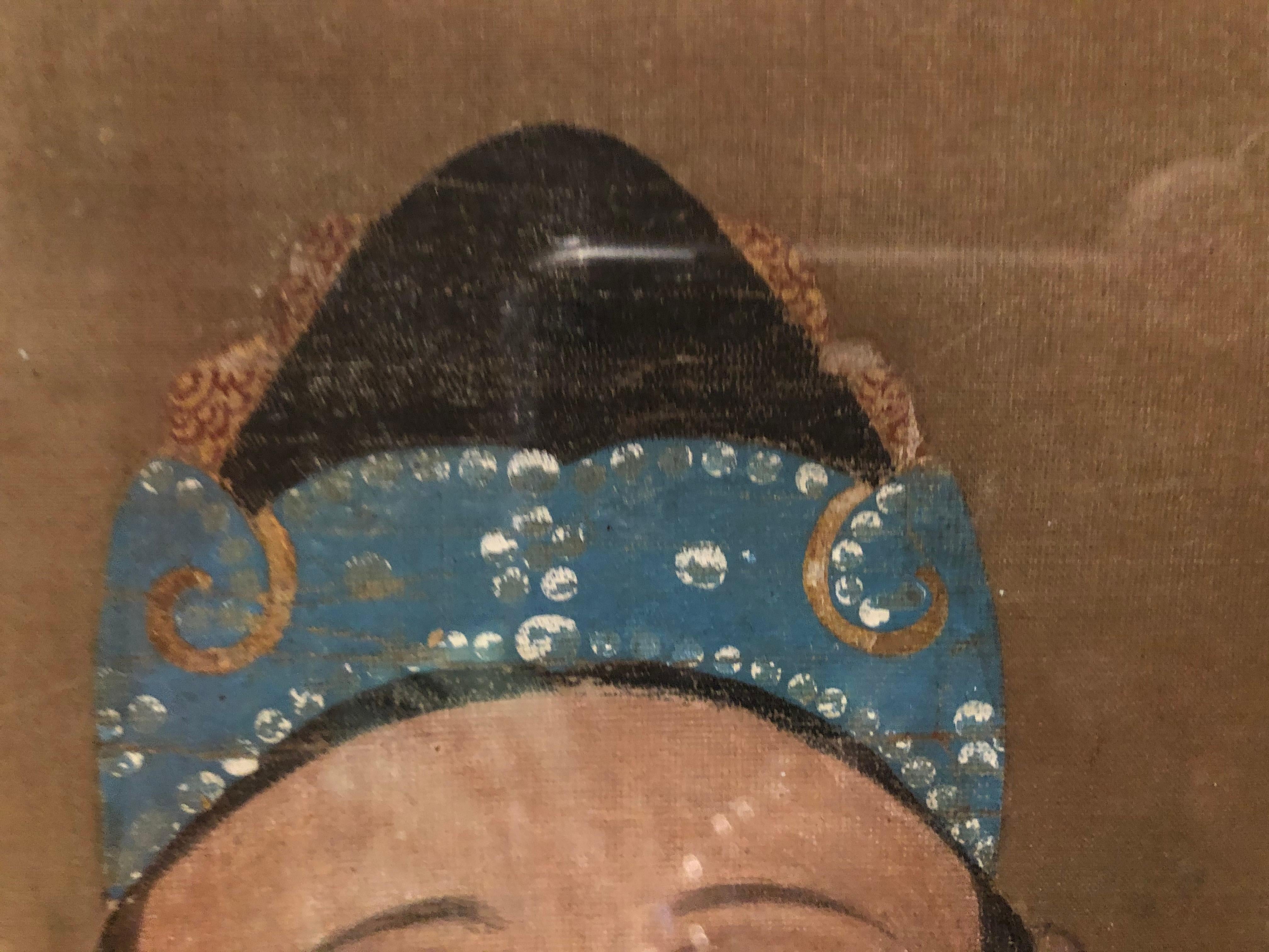 Large 18th Century Chinese Ancestral Painting on Silk In Good Condition In Hopewell, NJ