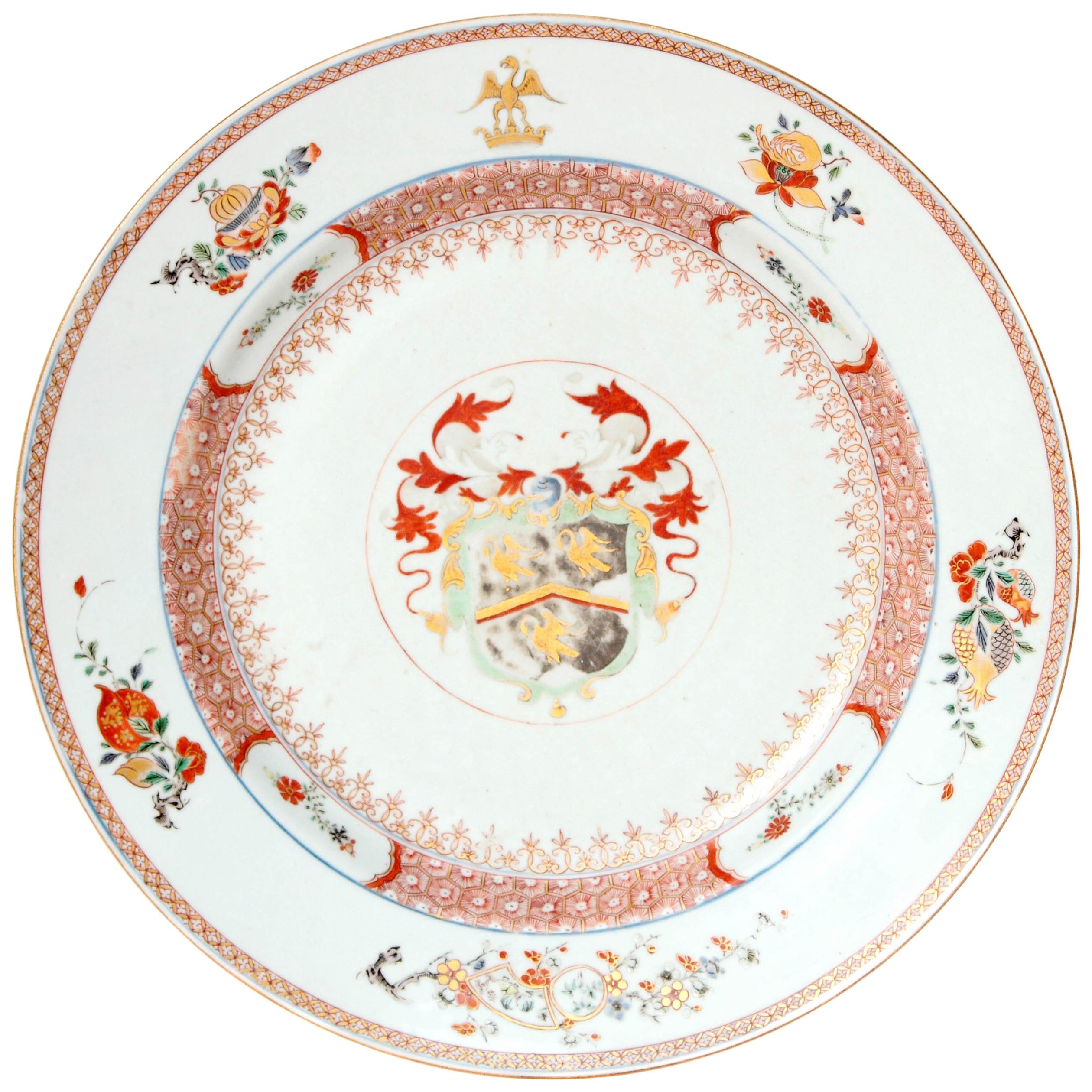 Large 18th Century Chinese Export Armorial Charger