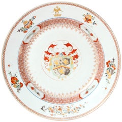 Antique Large 18th Century Chinese Export Armorial Charger