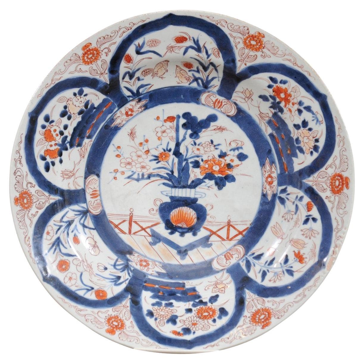 Large 18th Century Chinese Export Imari Porcelain Charger For Sale