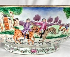 Large 18th Century Chinese Porcelain Punch Bowl, Hunt Bowl Made Circa 1770
