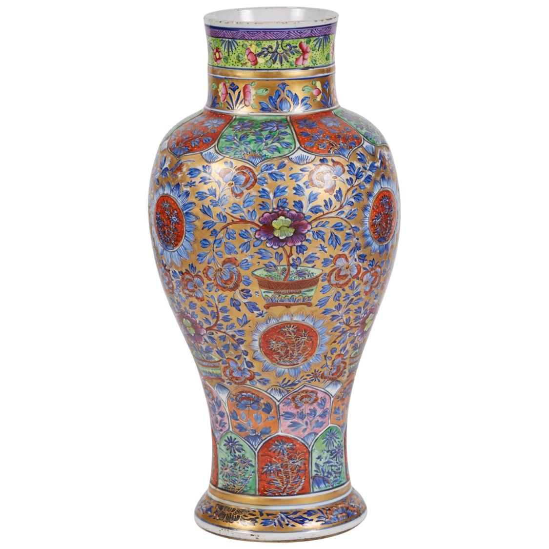 Large 18th Century Clobbered Chinese Export Vase