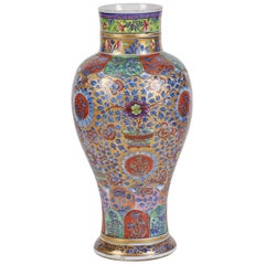 Large 18th Century Clobbered Chinese Export Vase