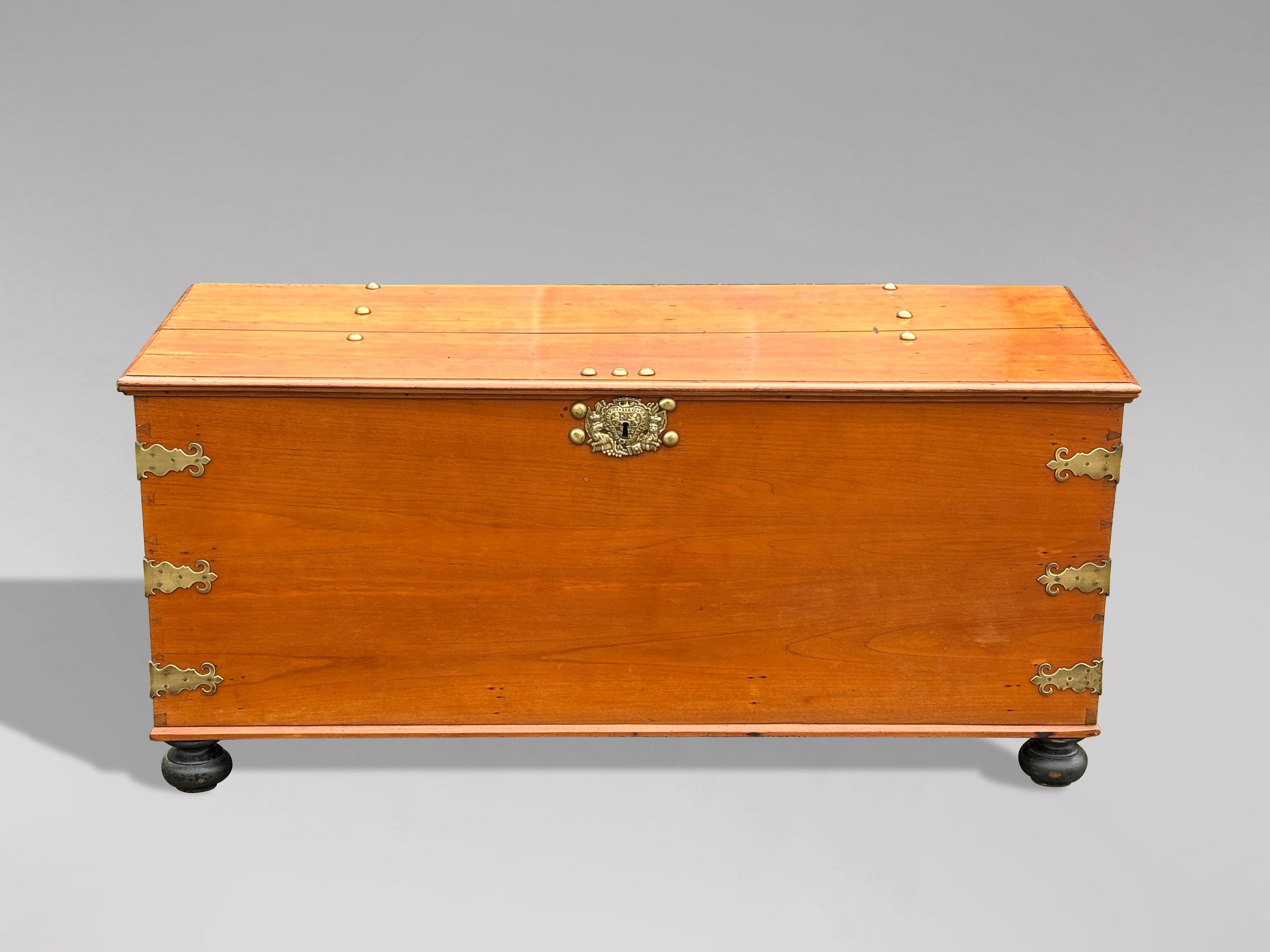 Large 18th Century Colonial Walnut Chest with Brass Fittings For Sale 5