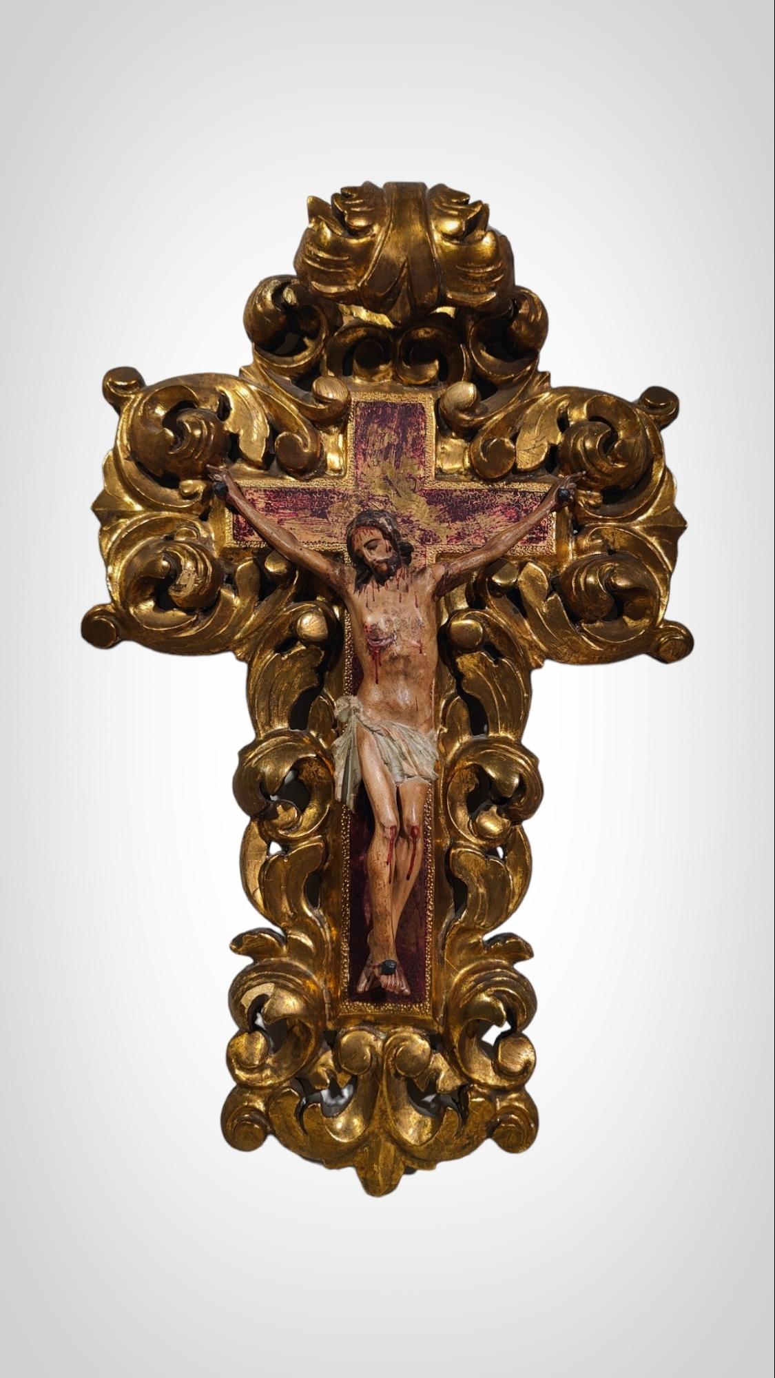 Large 18th Century Cross With Christ Crucified
LARGE CROSS ENTIRELY CARVED IN GOLDEN WOOD WITH POLYCHROME FLAMING CHRIST FROM THE END OF THE EIGHTEENTH CENTURY. VERY GOOD CONDITION OF CONSERVATION. MEASURES: 54X34 CM