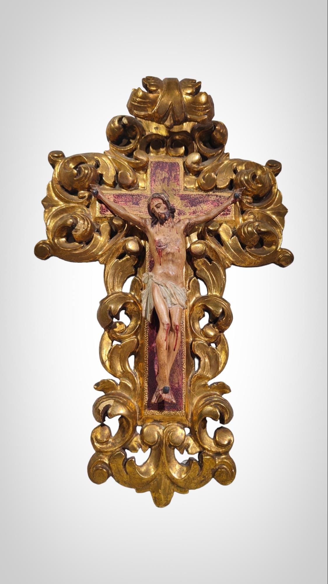 Wood Large 18th Century Cross With Christ Crucified