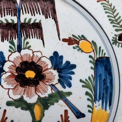 Large 18th Century Delft Faience Polychrome Charger in the Chinoiserie Taste