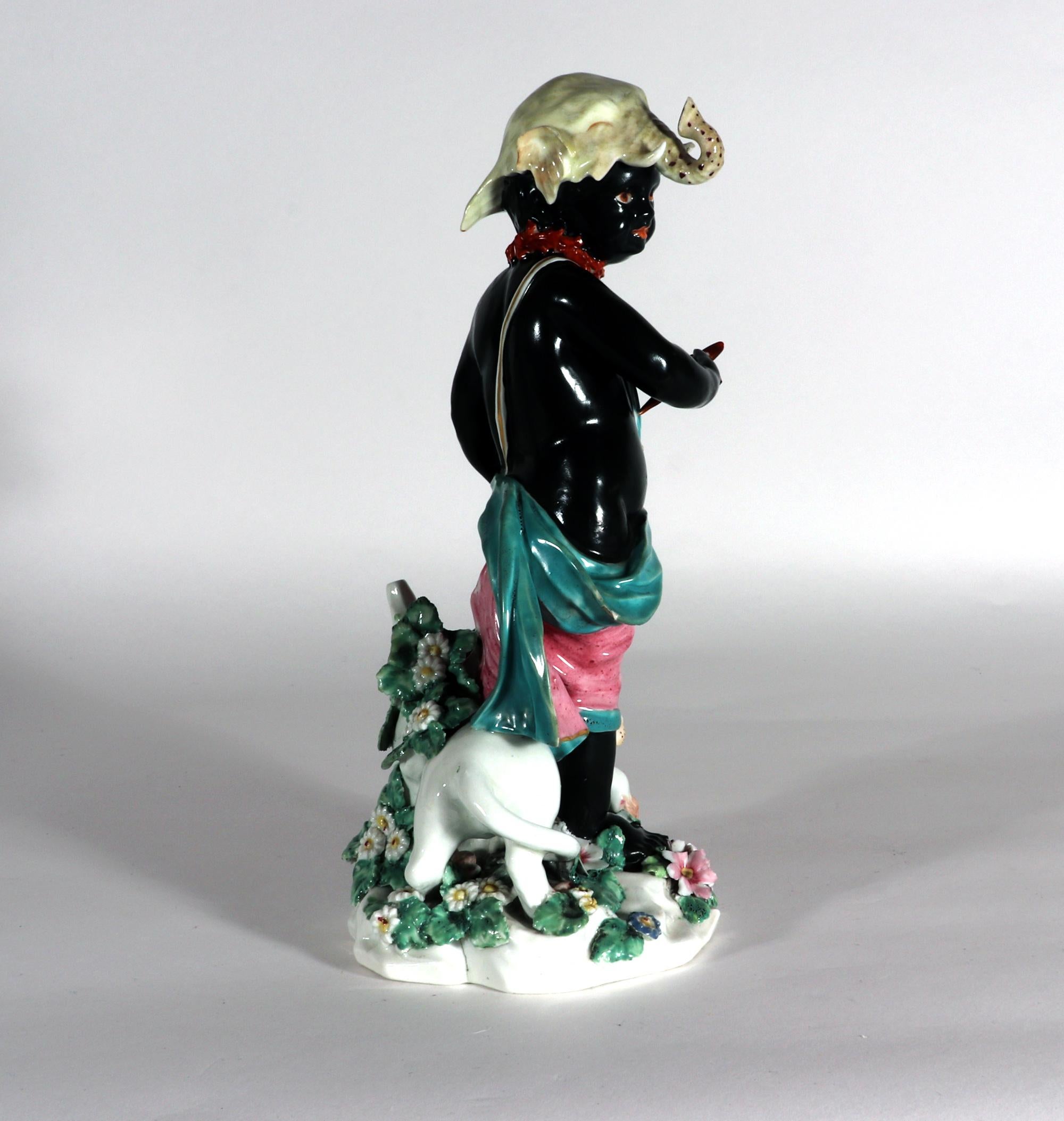 Georgian Large 18th-Century Derby Porcelain Figure Emblematic of Africa For Sale