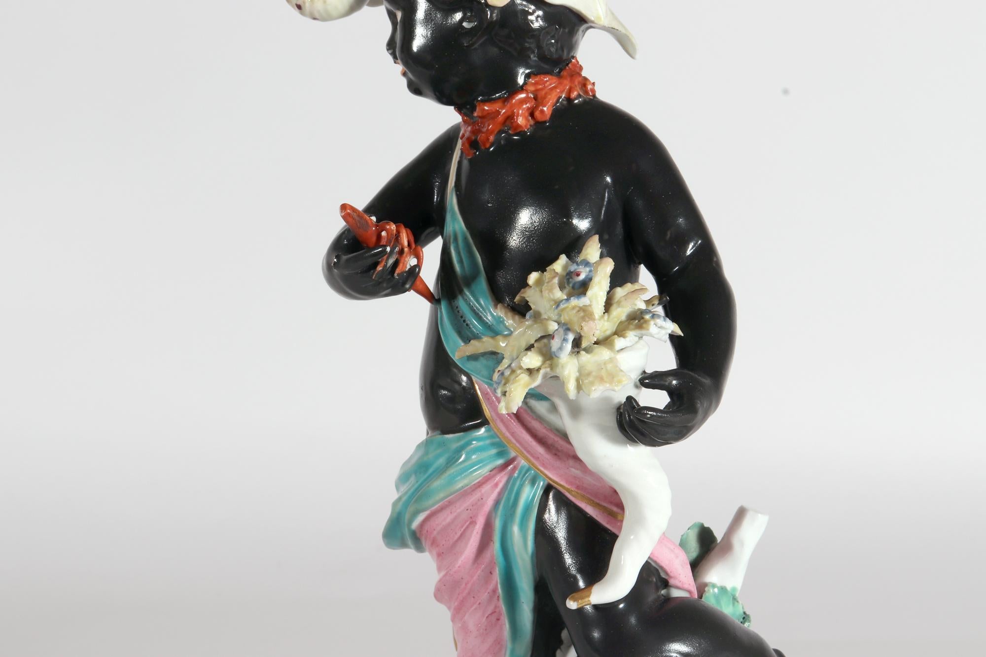 Large 18th-Century Derby Porcelain Figure Emblematic of Africa In Good Condition For Sale In Downingtown, PA