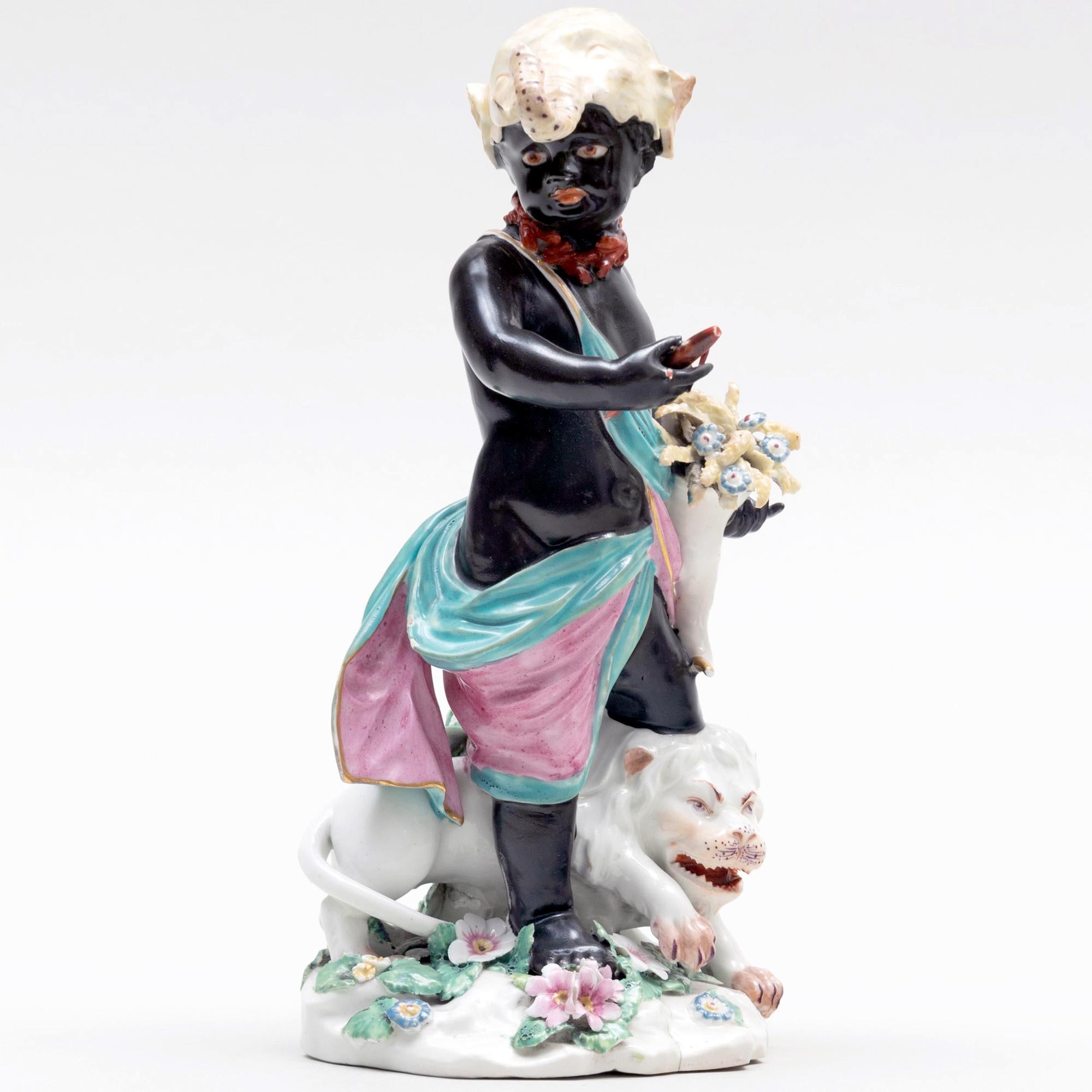 Large 18th-Century Derby Porcelain Figure Emblematic of Africa For Sale 2