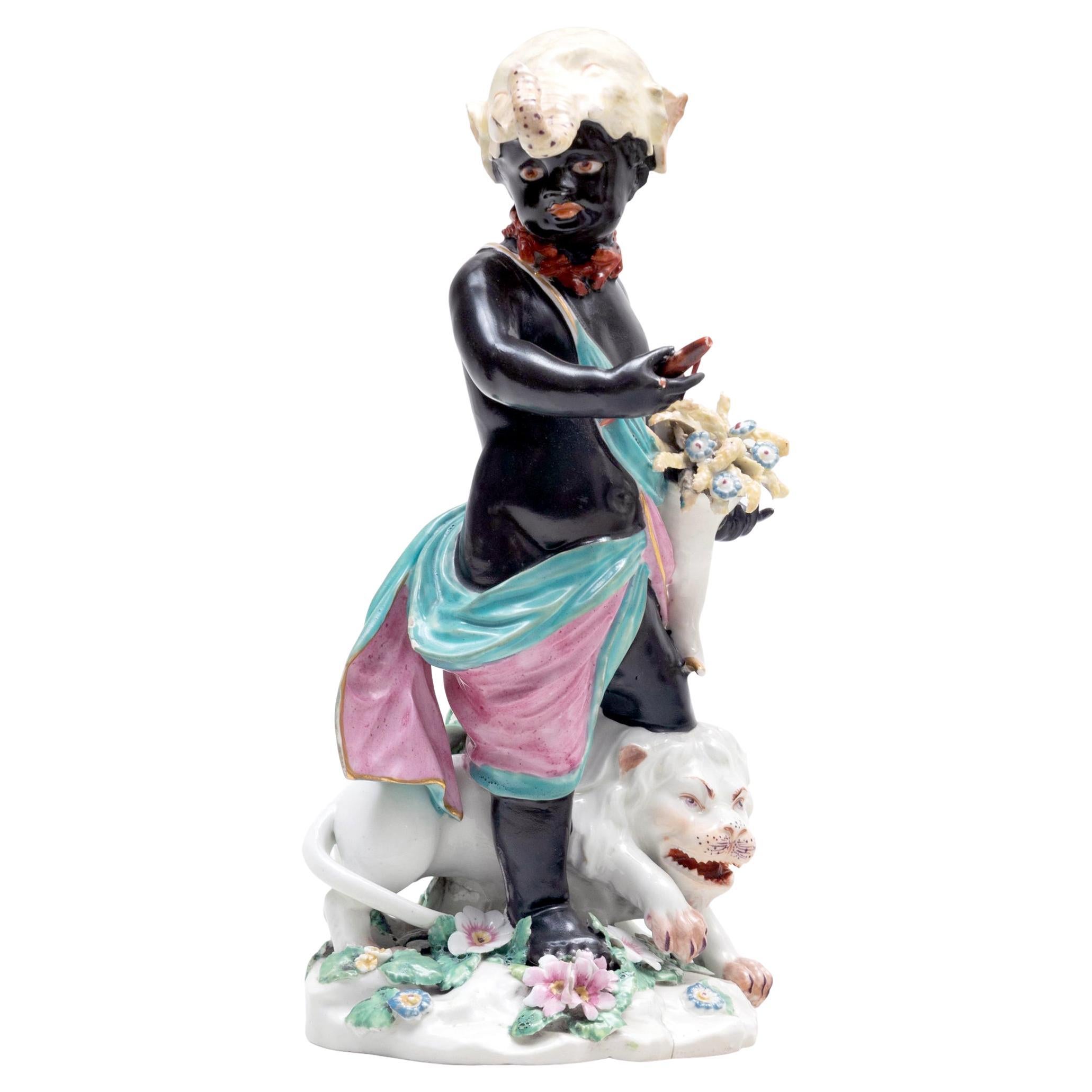 Large 18th-Century Derby Porcelain Figure Emblematic of Africa For Sale