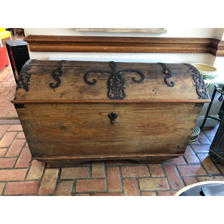 Large 18th Century Dome Trunk with Ornate Ironwork 12