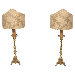 Large 18th century Dutch Brass altar candlesticks Floor lamps .