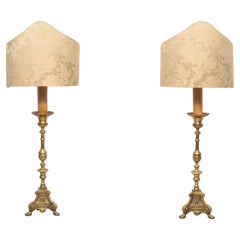 Large 18th century Dutch Brass altar candlesticks Floor lamps .