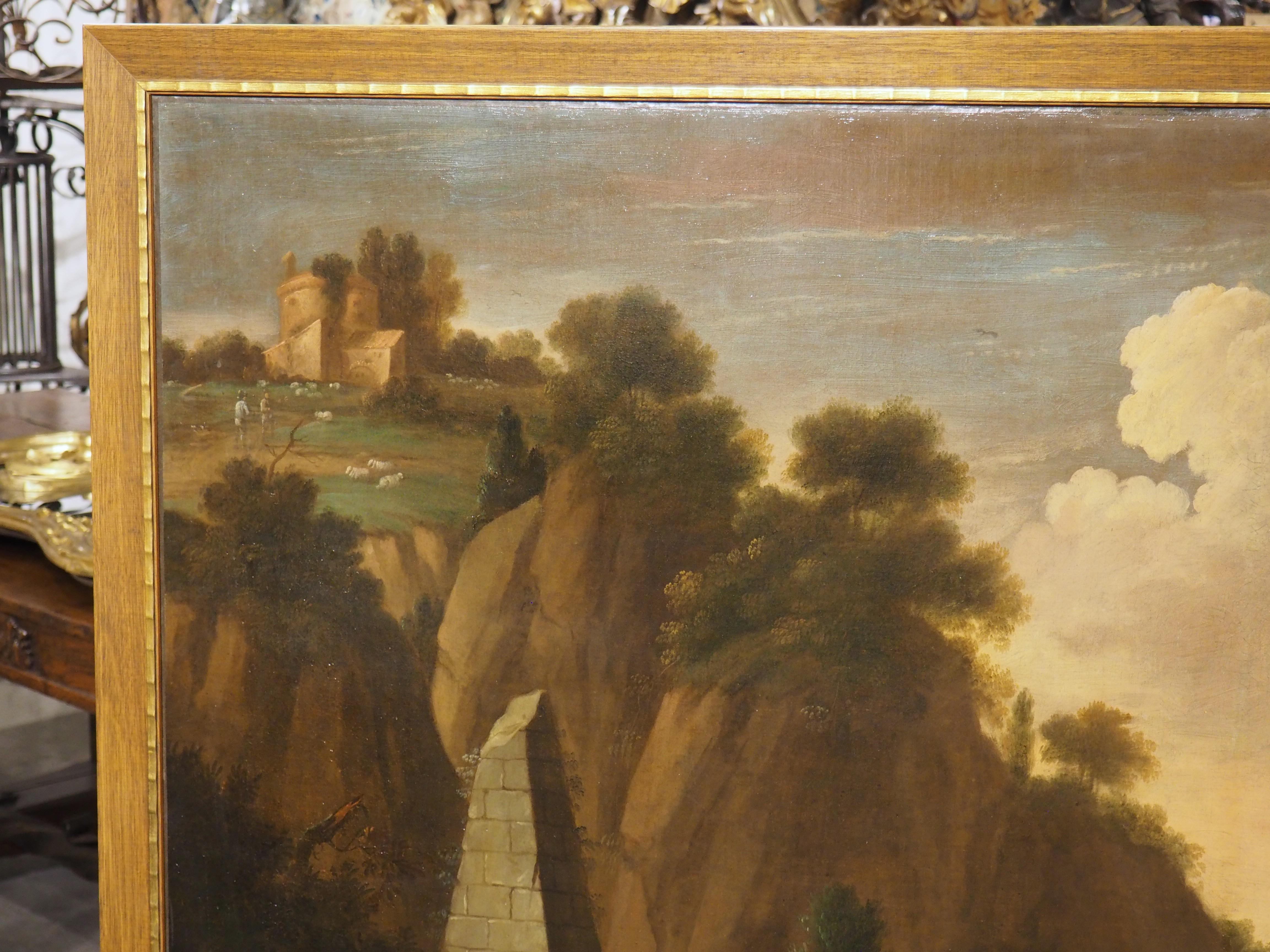 Large 18th Century Dutch Oil on Canvas Painting of a Southern Landscape, 56x67 In Good Condition For Sale In Dallas, TX