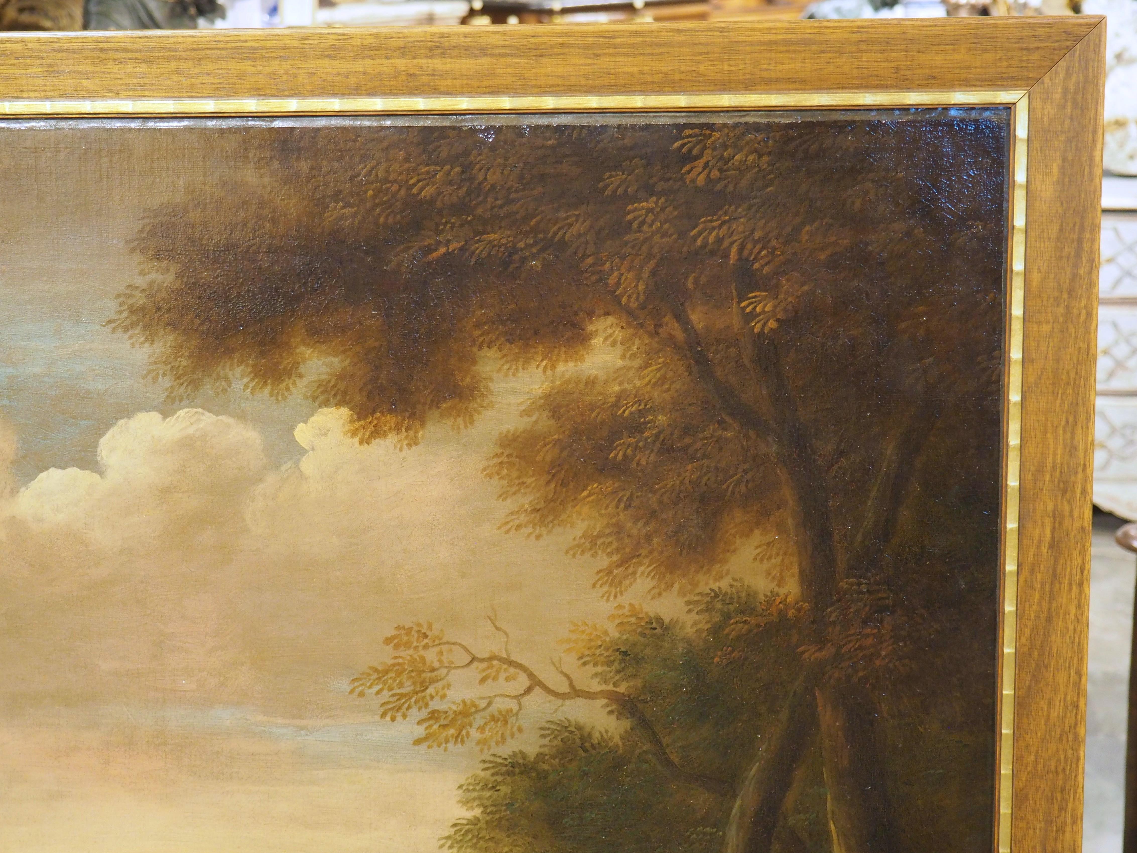 18th Century and Earlier Large 18th Century Dutch Oil on Canvas Painting of a Southern Landscape, 56x67 For Sale