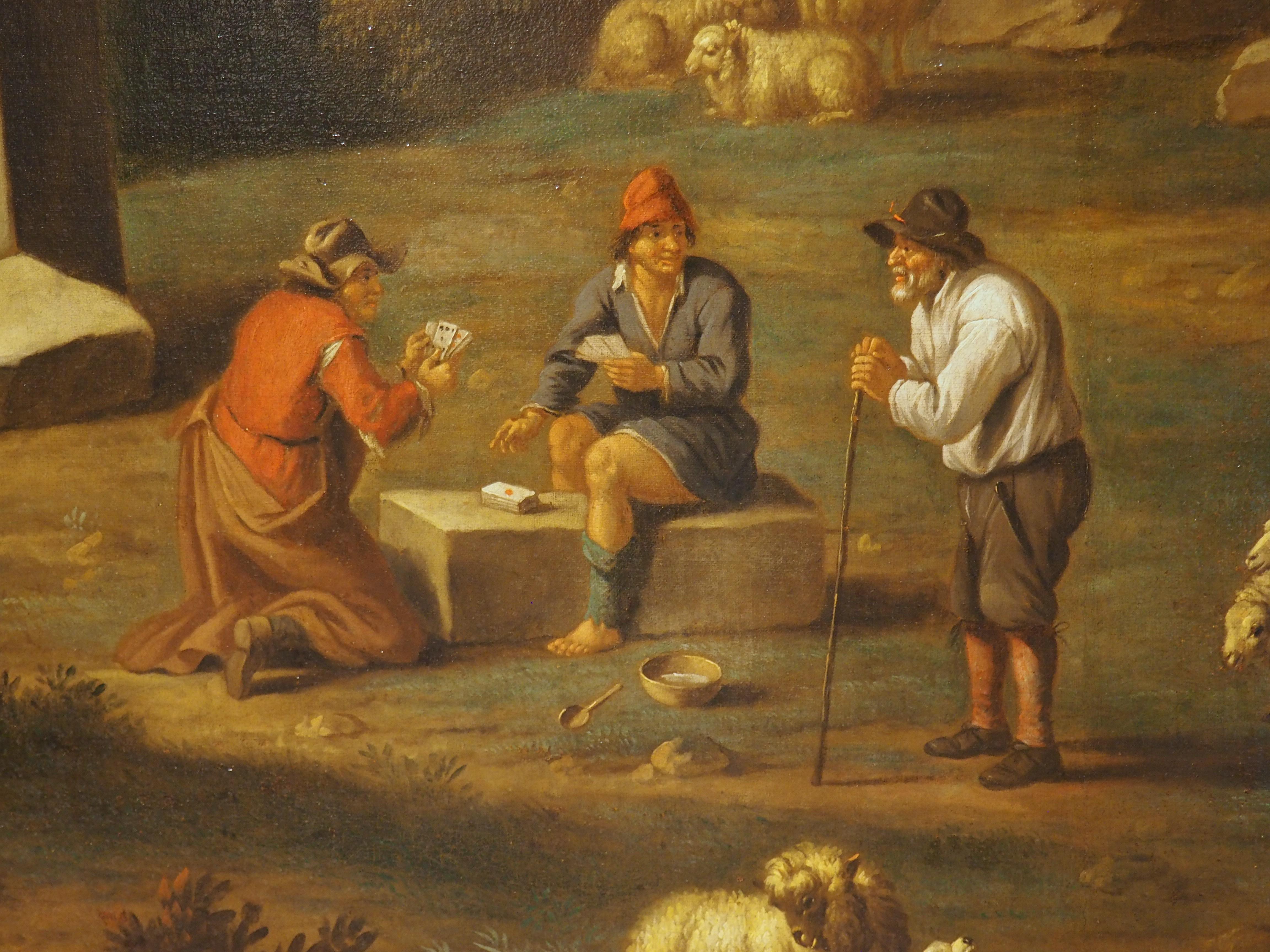 Metal Large 18th Century Dutch Oil on Canvas Painting of a Southern Landscape, 56x67 For Sale
