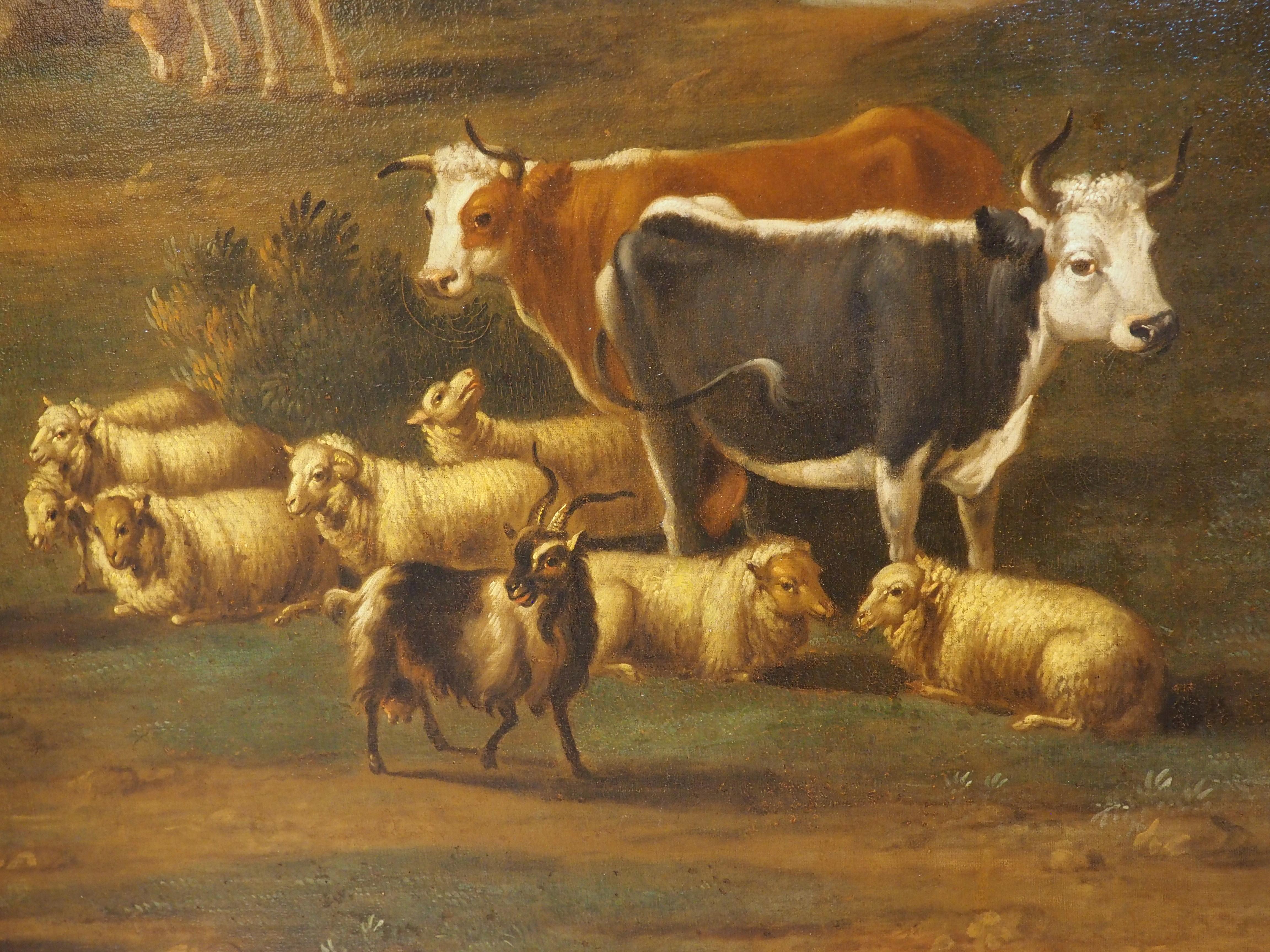 Large 18th Century Dutch Oil on Canvas Painting of a Southern Landscape, 56x67 For Sale 3