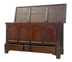Large 18th Century English Oak Mule Chest Coffer
