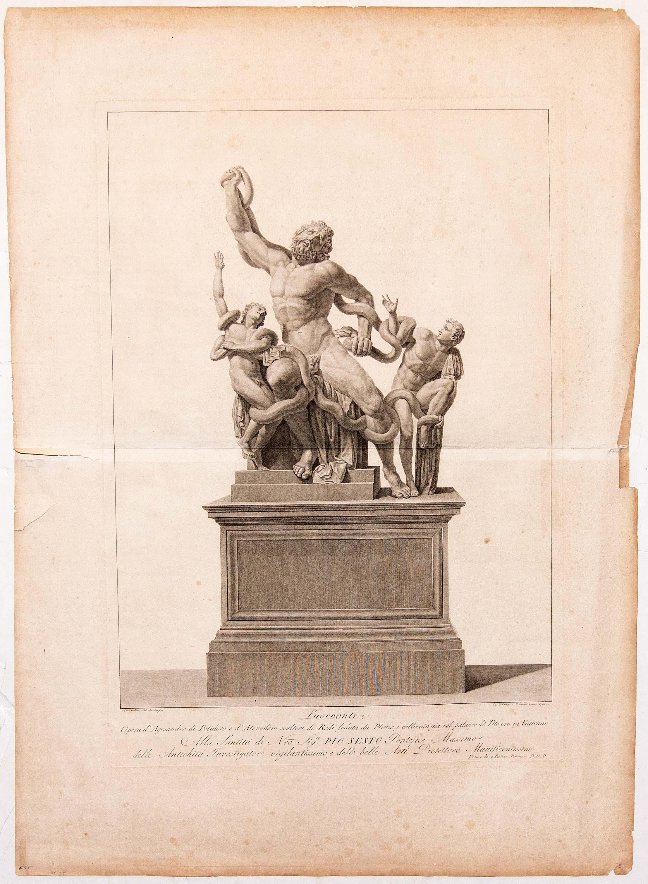 Large 18th Century Engraving by Francesco Piranesi Laocoonte Grand Tour In Good Condition In Rochester, NY