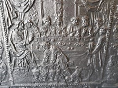 Large 18th Century Fireplace Back Plate with a Royal Scene