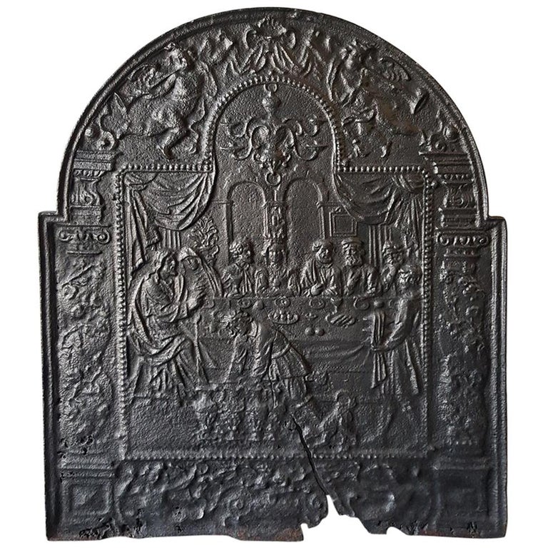 Large 18th Century Fireplace Back Plate With A Royal Scene At 1stdibs Large 18th Century Fireplace Back Plate With A Royal Scene For