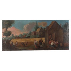 Large 18th Century Flemish Oil on Canvas Painting