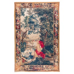 Antique Large 18th Century Flemish Tapestry Depicting Cupid And Psyche