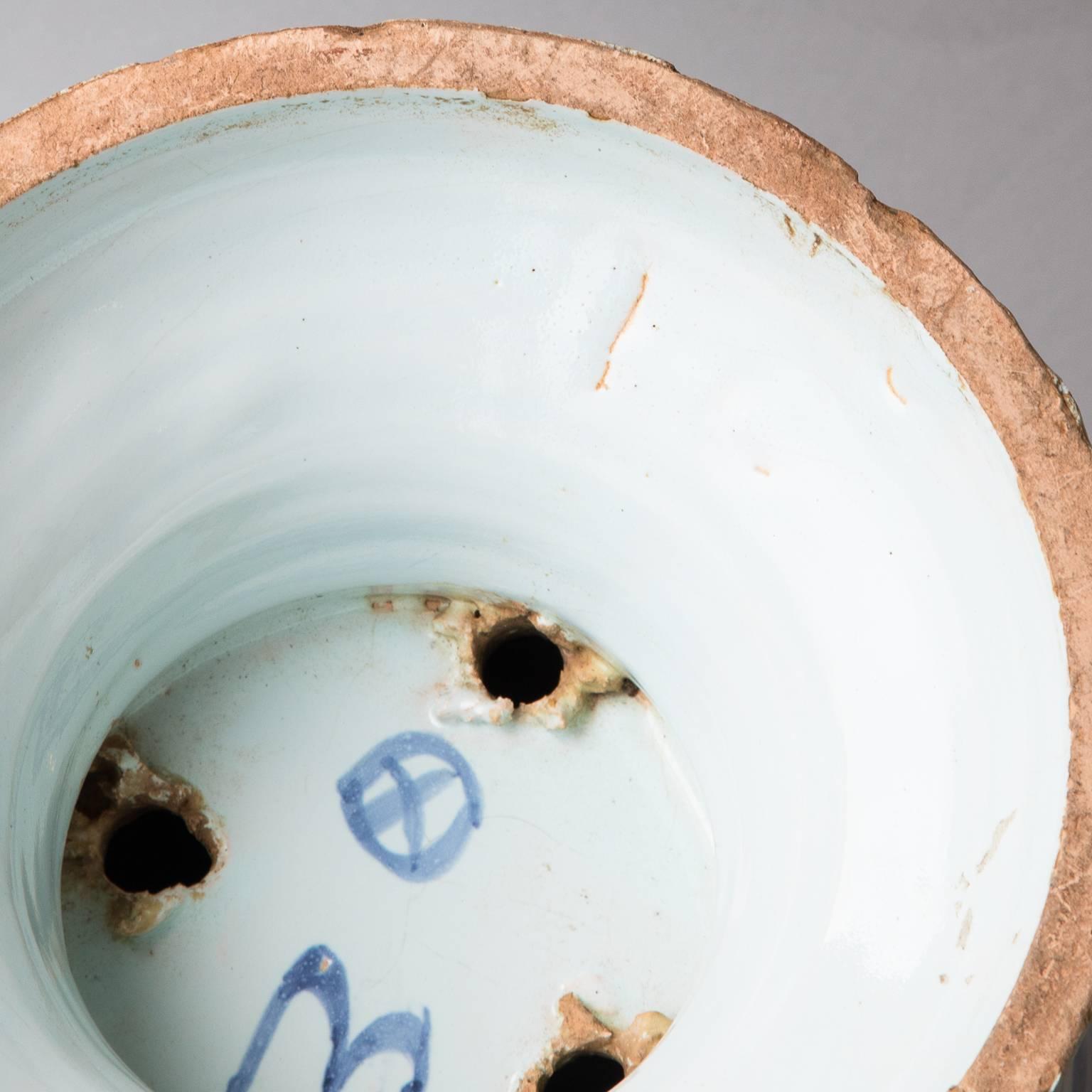 Large 18th Century French Blue and White Faience Cache Pot or Jardinière For Sale 13