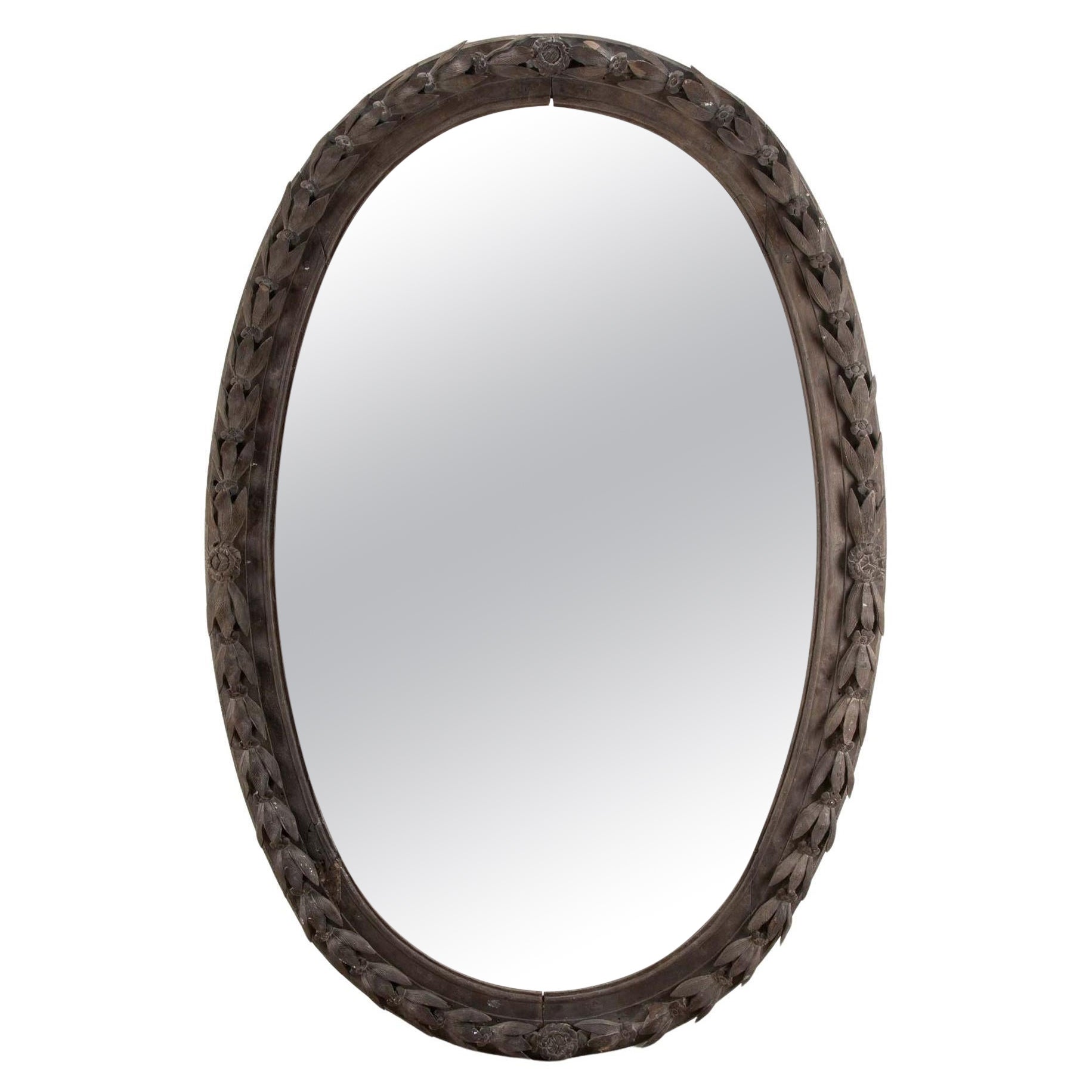 Large 18th Century French Carved Mirror Frame For Sale