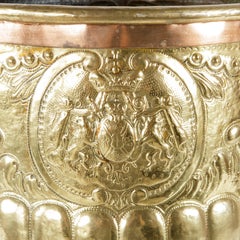 Large 18th Century French Chateau Brass and Copper Hand-Hammered Repousse Urn