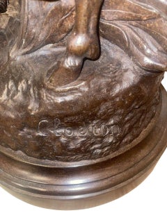 Large 18th Century French Clodion Bronze Bacchic Group w/ Satyr & Putti.