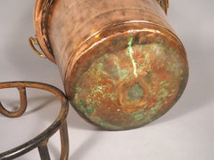 Large 18th Century French Copper Chateau Kitchen Water Vessel on Iron Support