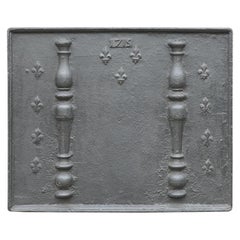 Large 18th Century French Fireback / Backsplash with Pillars and Fleurs De Lys