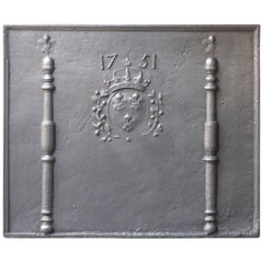 Large 18th Century French Fireback with 'Pillars with Fleurs de Lys'