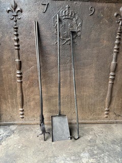 Large 18th Century French Fireplace Tools or Fire Tools